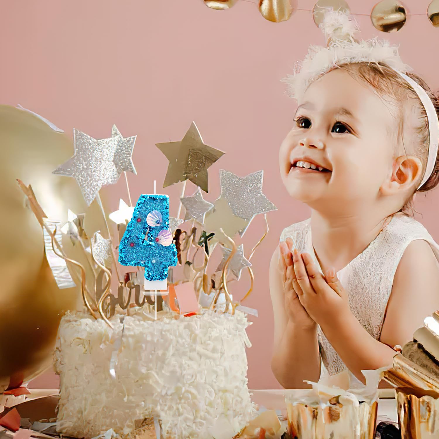 7 Pièces La Sirène Bougies Numériques,Bougies D'anniversaire