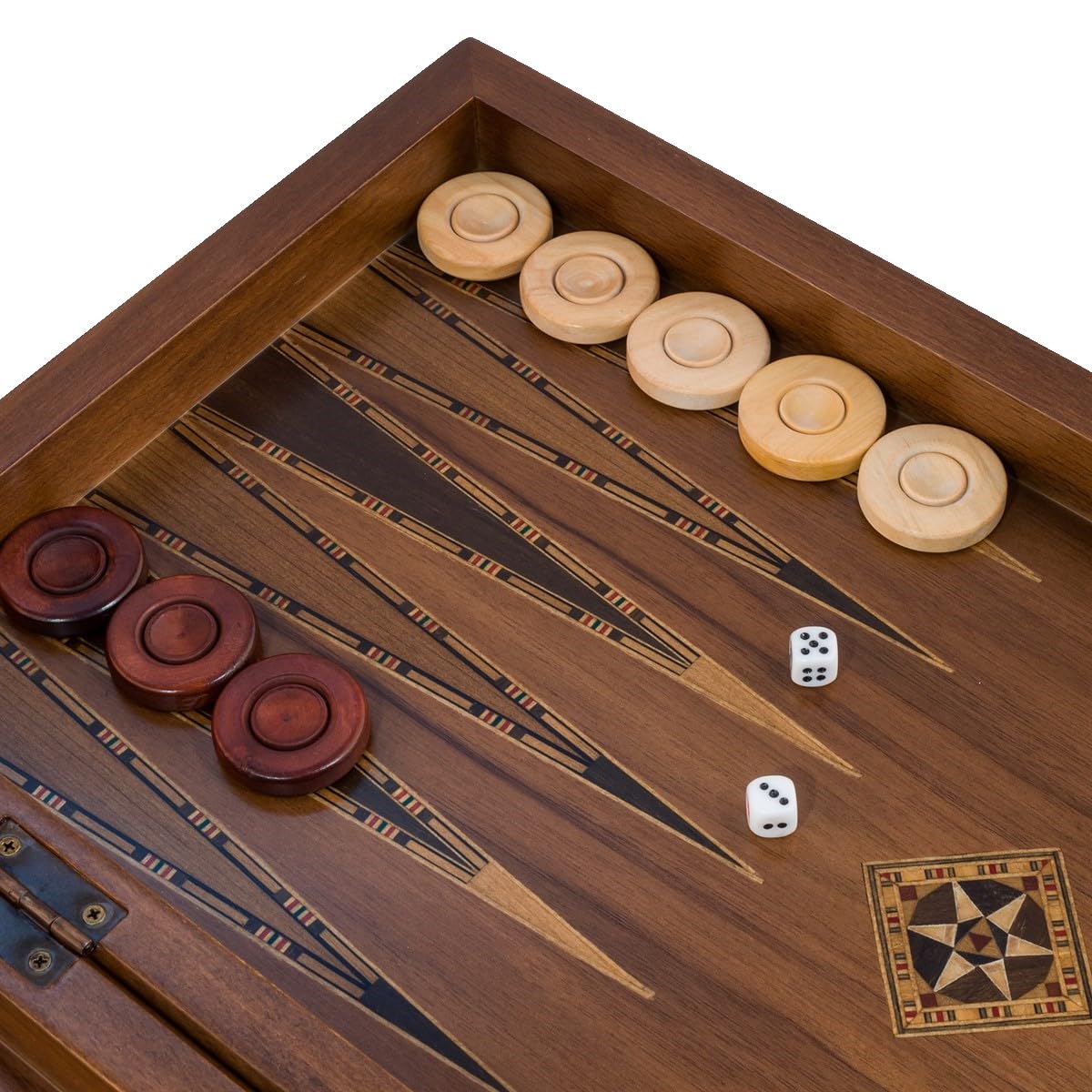 Backgammon en Bois d’Acajou Haut de Gamme avec Supports Latéraux – Le