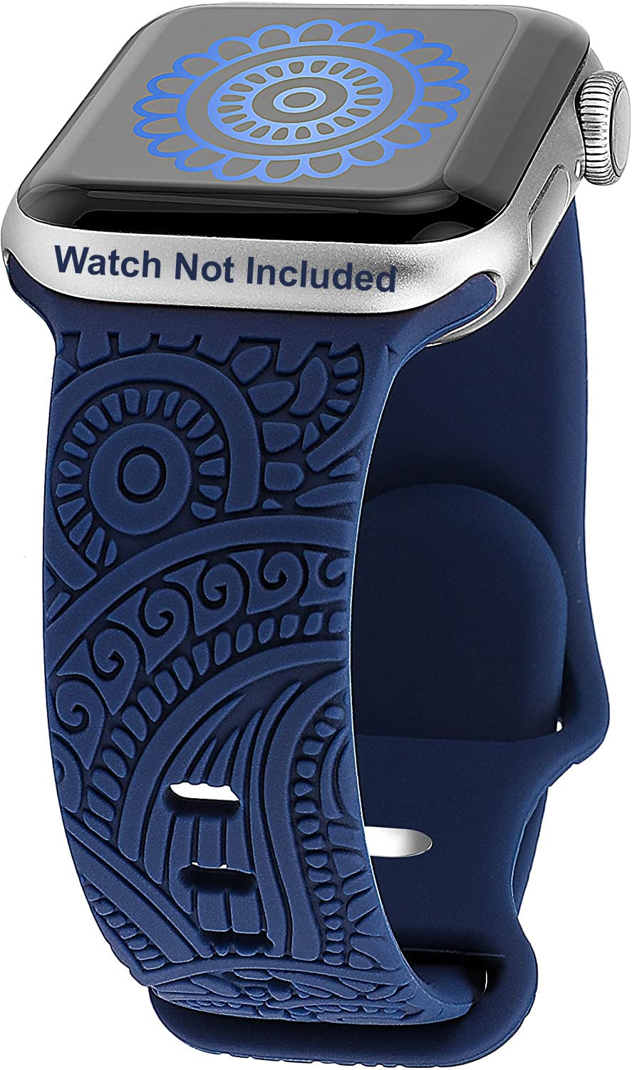 Zitel Band Compatible with Apple Watch Straps for Women Girls for Series 10 46mm, 45mm 44mm Series 9|8|7|6|5|4|3|2|1|SE2, Henna Floral Pattern Silicone Bands-image-16