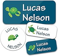 Vista 35 de 130 Etiquetas de nombre personalizadas para guardería, impermeables, adhesivas, personalizadas, para ropa, botellas de agua, loncheras y suministros