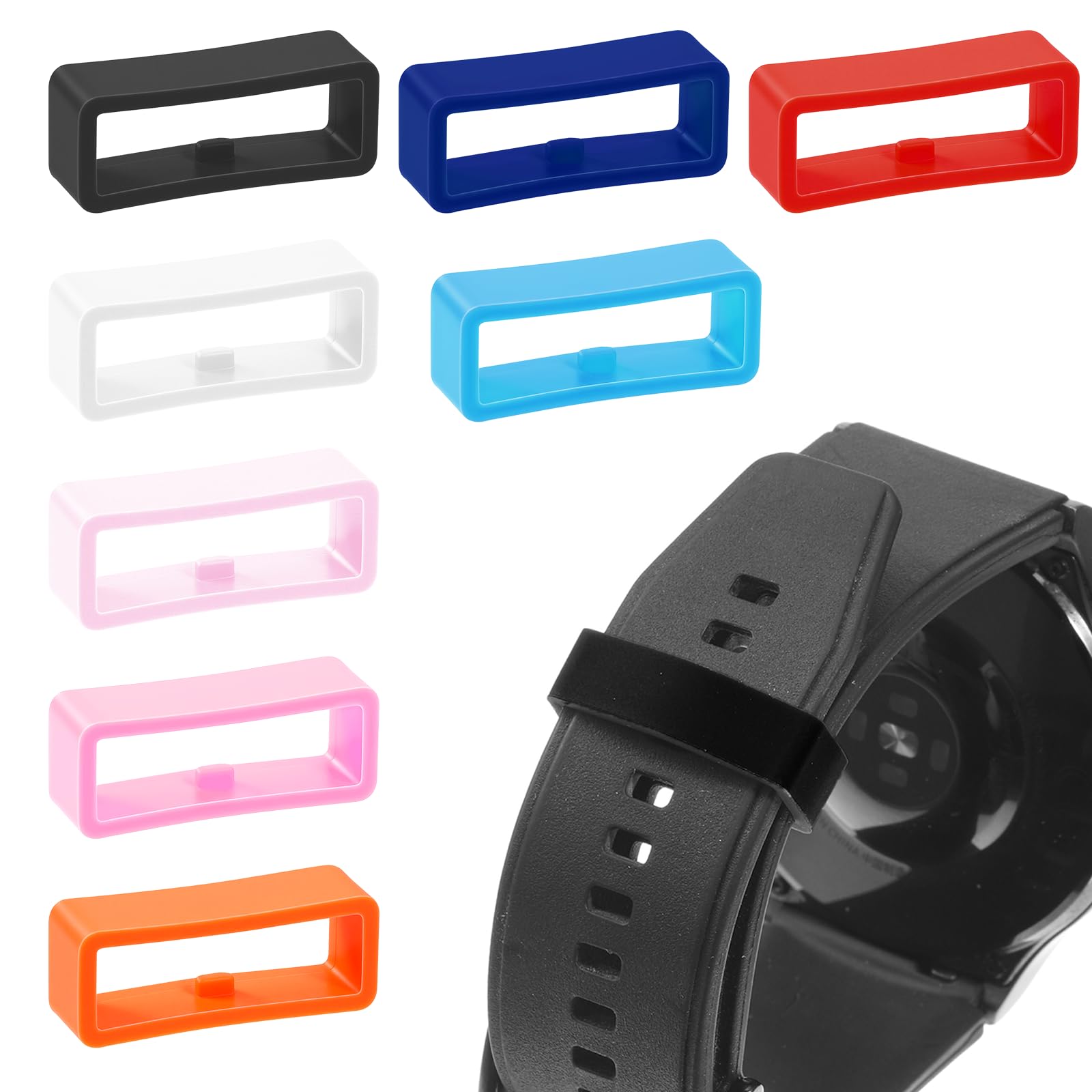 Alrhso Multi-Color Silicone Watch Band Holder 8 Pcs Watch Strap Fastener Rings Smartwatch Band Replacement Loops for Smartwatch