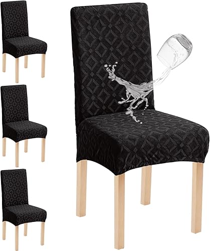 Miniatura 8 de Genina Juego de 4 fundas impermeables para sillas de comedor, extraíbles y lavables, color gris oscuro Gris-oscuro,Beige,Negro,Chocolate,Blanco