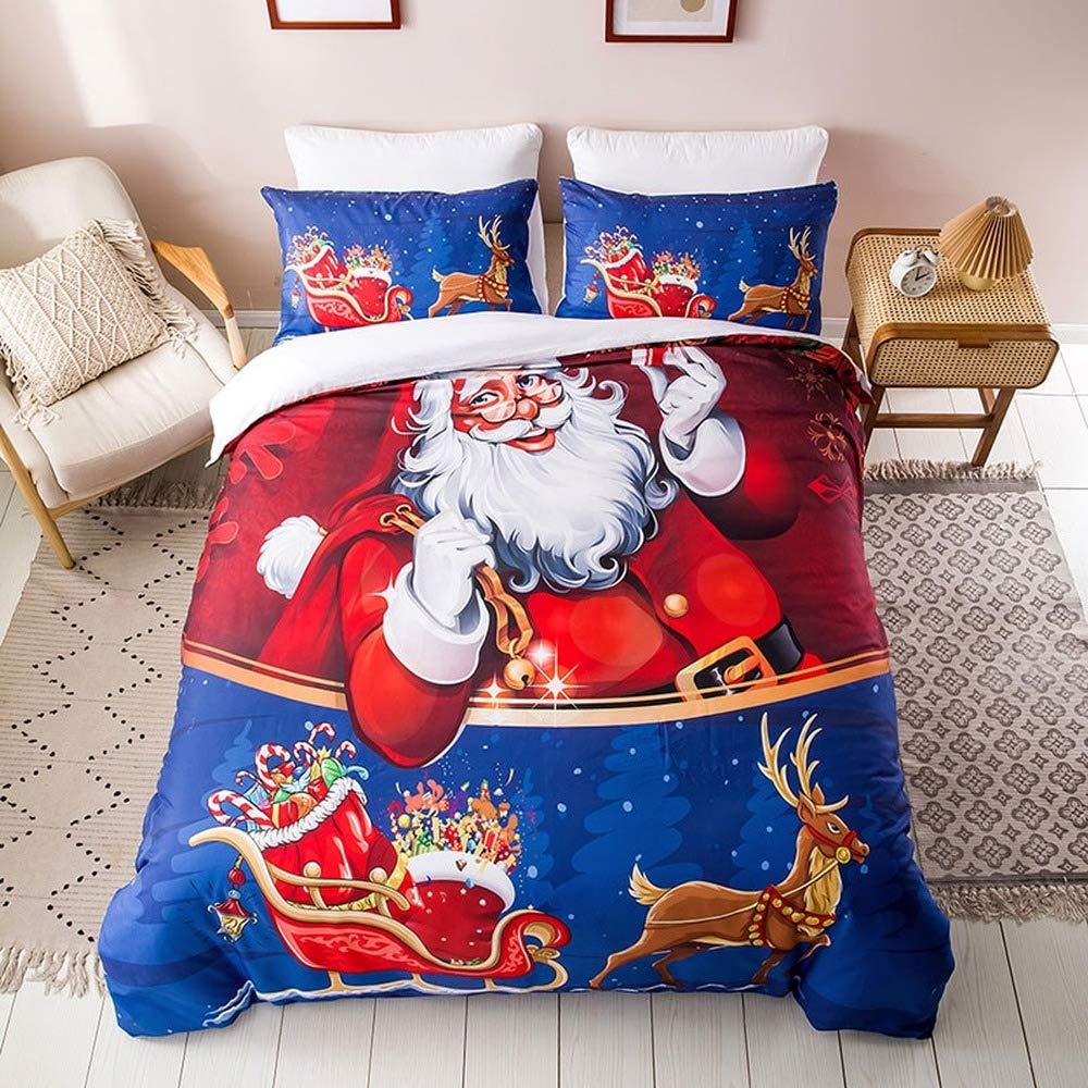 Parure de lit Noël 240x220 finie la couette qui glisse avec cette housse