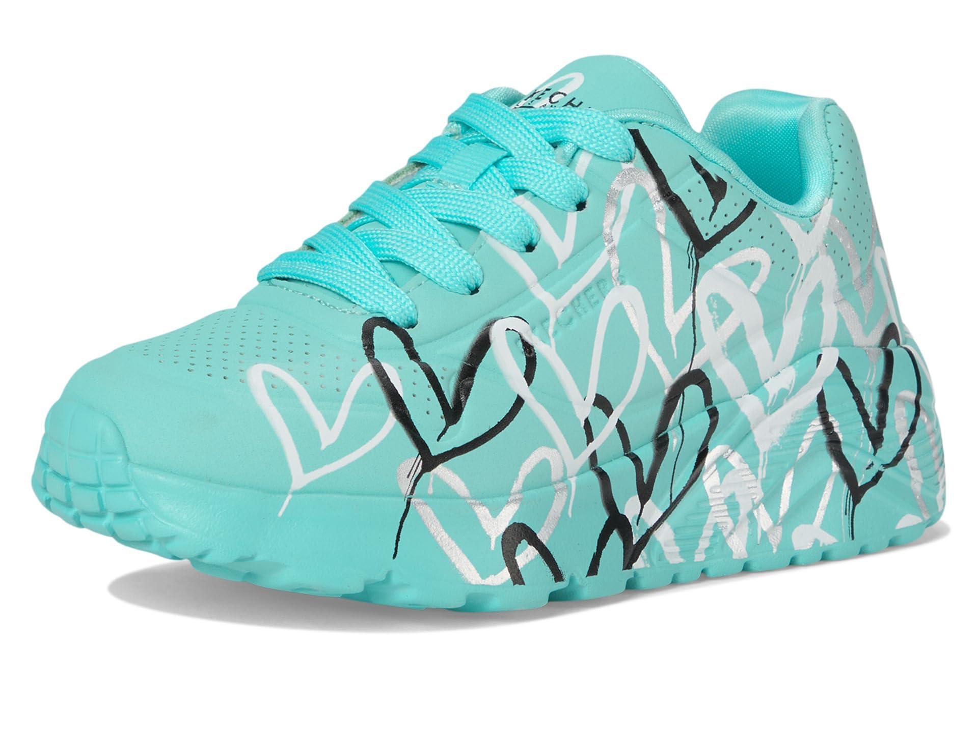 Skechers Girls' UNO Lite Spread the Love, White/Light Purple