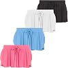 Girls 4 Pack Butterfly Shorts Lightweight Flowing Athletic Shorts with Elastic Waist Drawstring Sizes 4-16