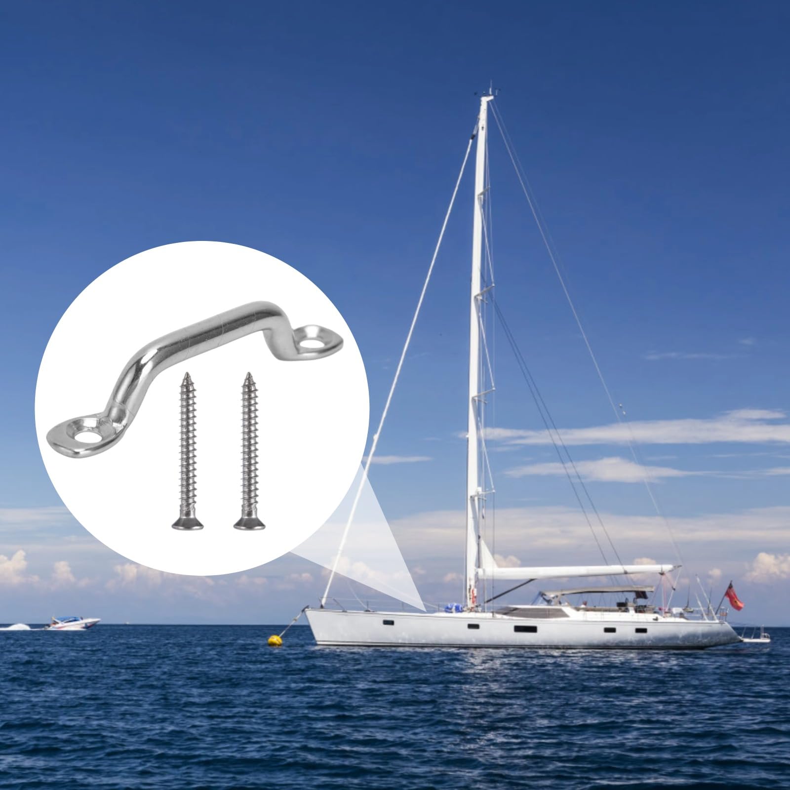 Generisch 20 STK. Bimini-Top Strap Footman Loops, 3 Zoll 304 Edelstahl Pad Eyes, Marine-Hardware Zurrösen mit Schrauben, für Kajak-Boot-Rigging und Bootsabdeckung, Silber