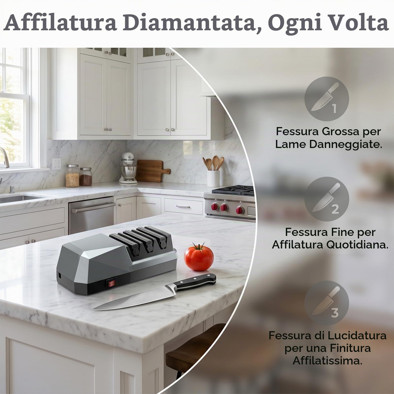 Afilatrice Elettrica Per Coltelli, Strumento Di Affilamento A 3 Fasi Con Abrasivi Diamanti, Afilatrice Elettrica Professionale Per Coltelli Da Cucina, Cultivi Da Cuoco, Cultivi A Denti, Forci