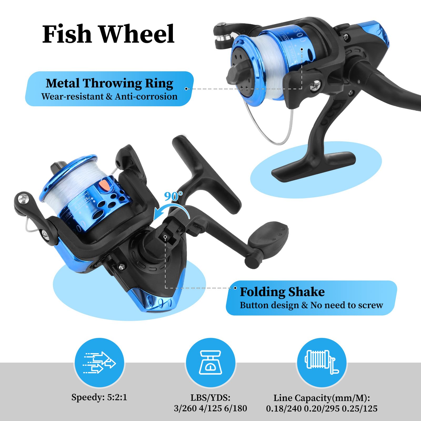 Juego de caña de pescar para niños, kit de pesca para niños a partir de 15 años, combo de caña de pescar telescópica y carrete para jóvenes, equipo de pesca con mosca y caja de aparejos
