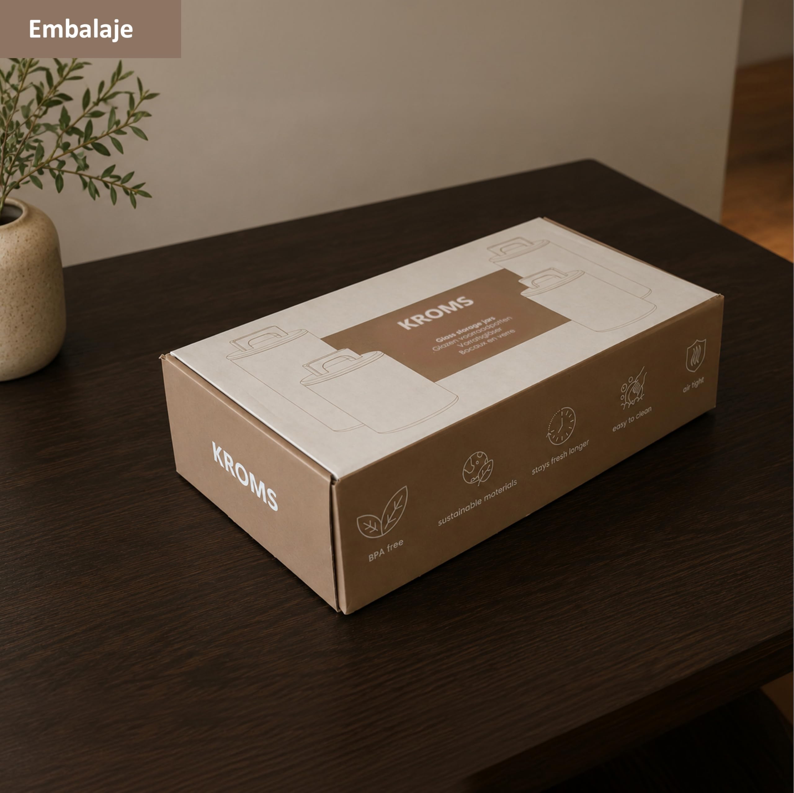 Botes cristal con tapa hermética de acacia – Juego de 4 recipientes de cristal para alimentos 1000 ml & 1600 ml – Tarros de cristal con tapa - Botes cocina almacenaje