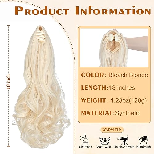 Miniatura 2 de Wodelanle Extensión de cola de caballo, extensiones de cola de caballo de 18 pulgadas, extensiones de cabello sintético de aspecto natural para