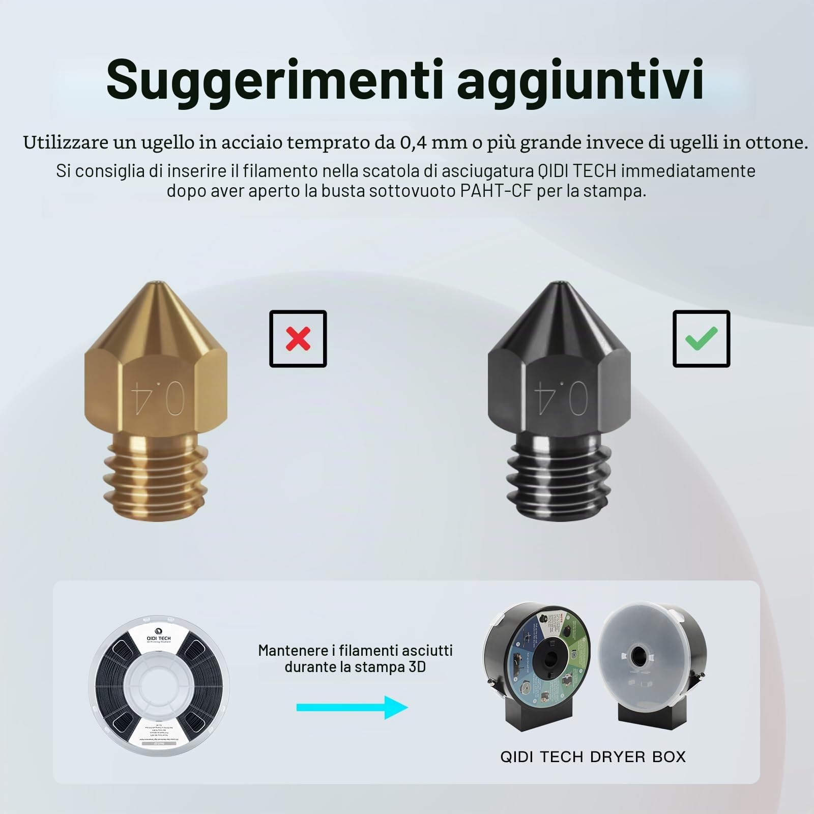 QIDI TECH PAHT-CF Filamento di nylon ad alta temperatura in fibra di carbonio 1,75 mm, bobina da 1 kg di filamento di stampa 3D, alta resistenza, alta precisione, nero