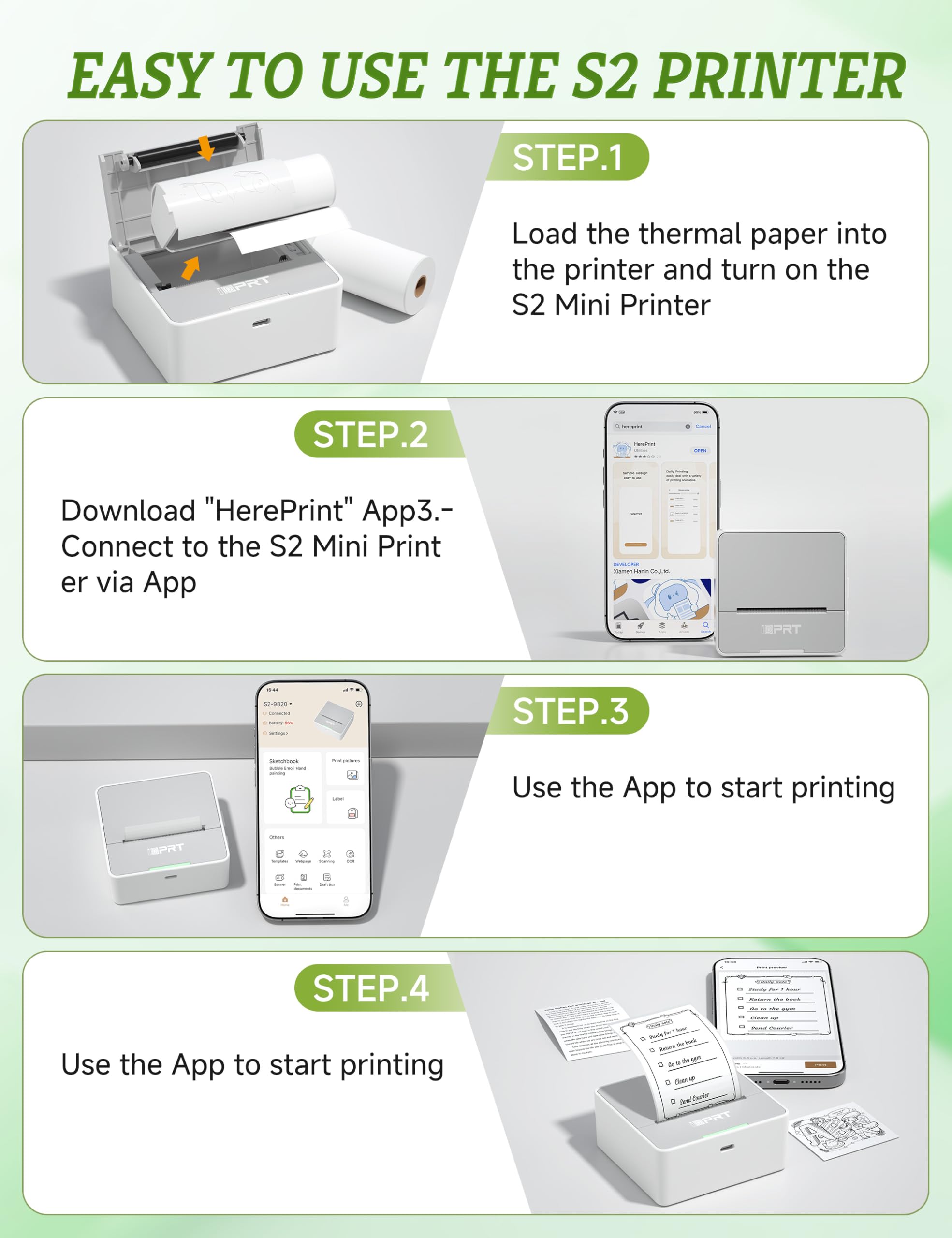 iDPRT Sticker Printer, Portable Sticker Maker Machine, Mini Inkless Bluetooth Thermal Printer for iPhone & Android, Pocket Printer for Labels, Barcodes, DIY Journaling, Kids Gift, Gray: Grey color