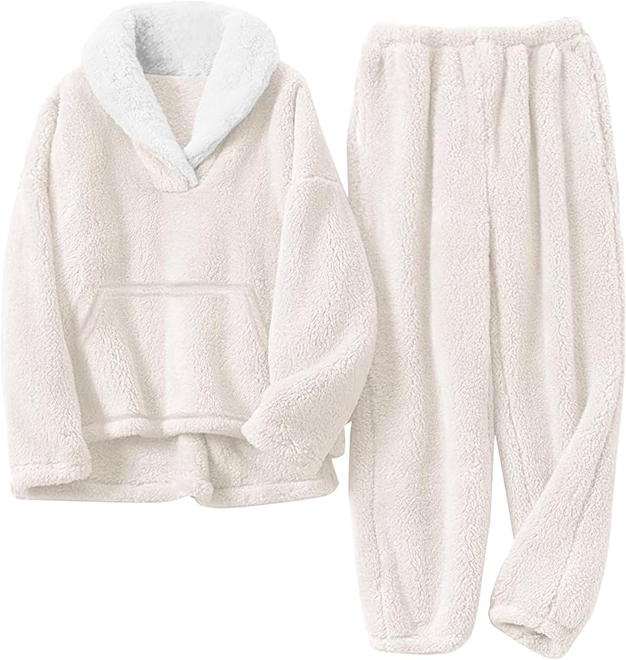 PEHMEA Girls Fuzzy Fleece Pants Sets 2 Piece Outfits Casual Pullover Sweatshirt Winter Warm Sweatsuit for Kids 5-14Y