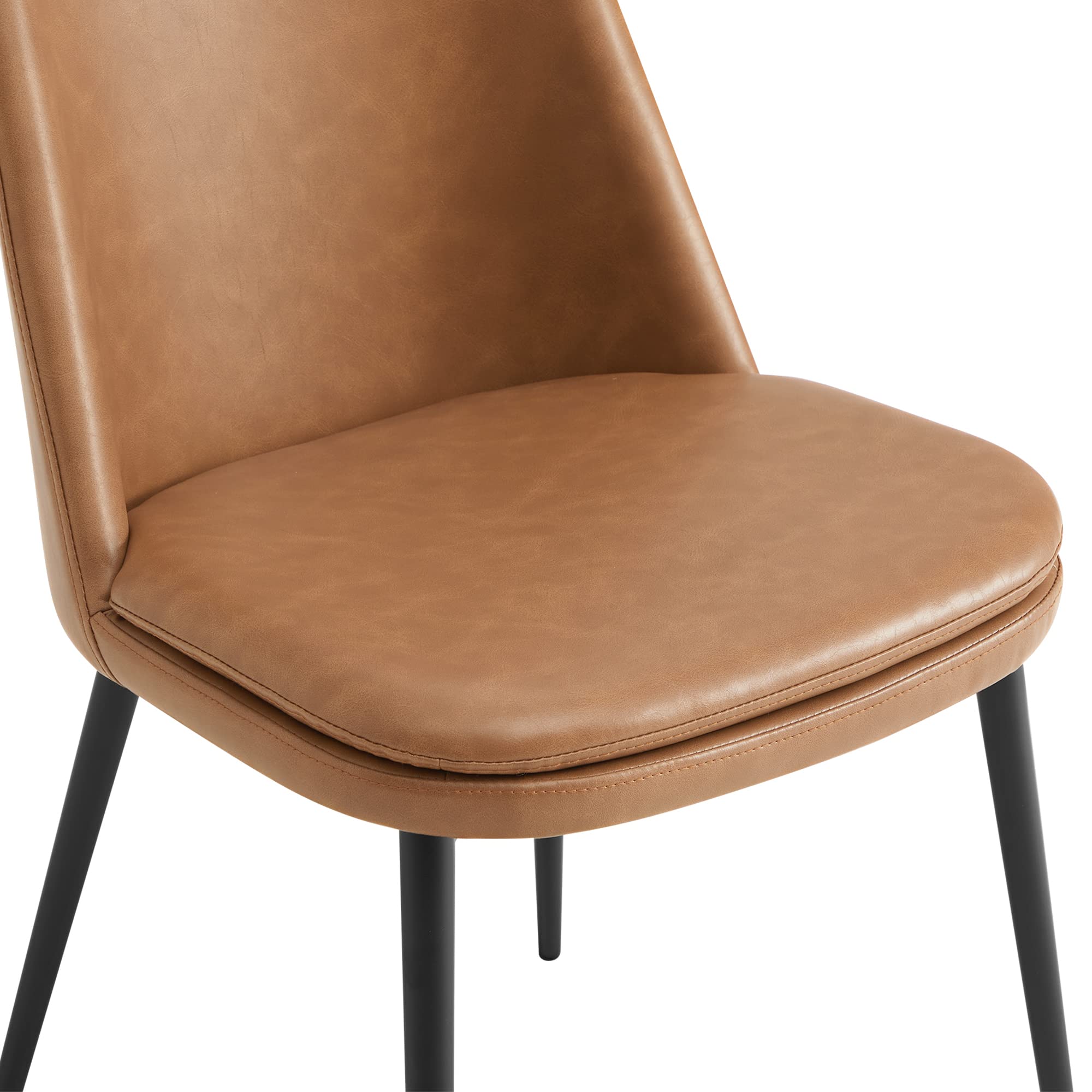 Kislot Mid-Century Padded Dining Chair, Modern Upholstered Faux Leather Dining Room Chair with Metal Legs