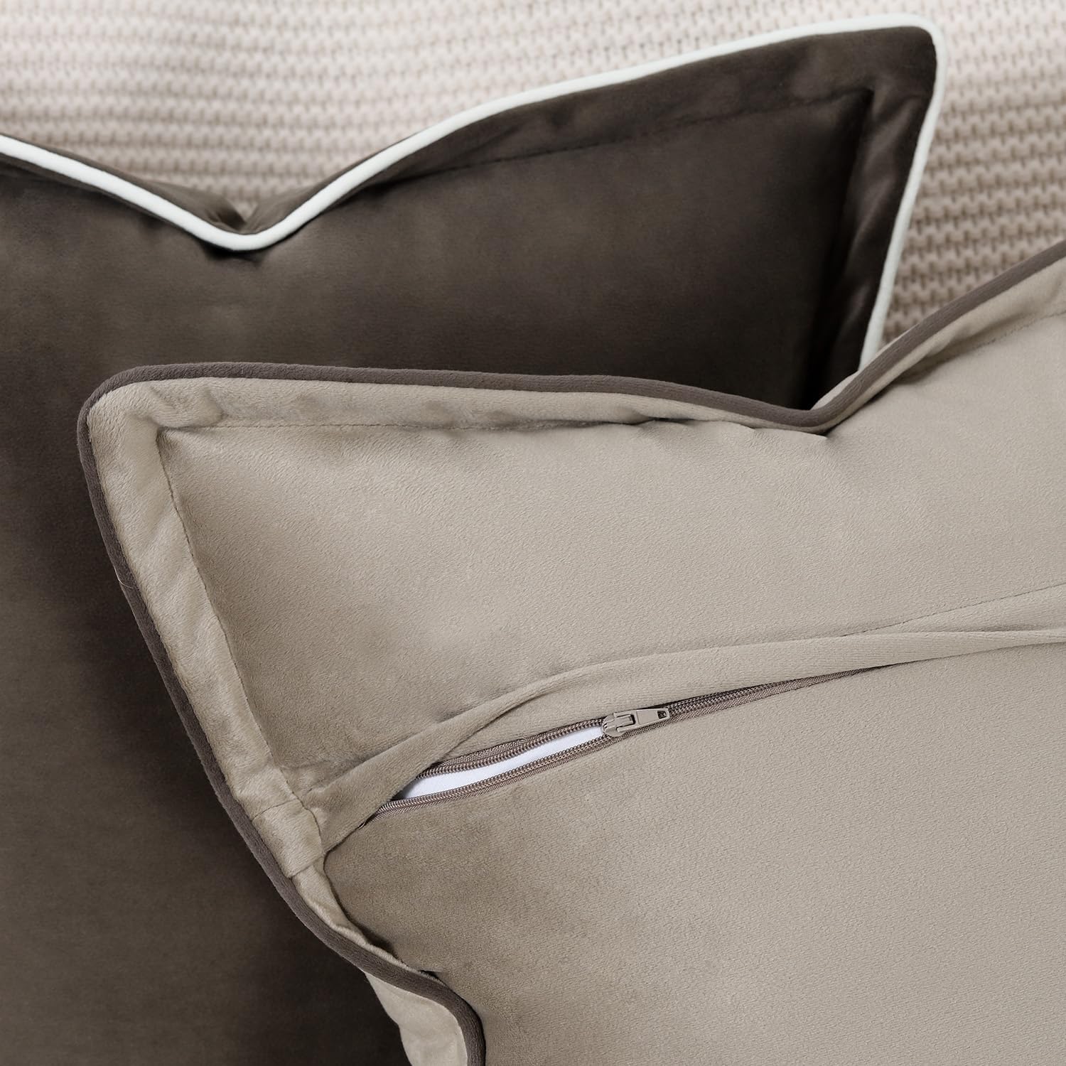 Madizz Set of 2 Velvet Fringed Throw Pillow Covers 20x20 inch, 50x50 cm - Image 4