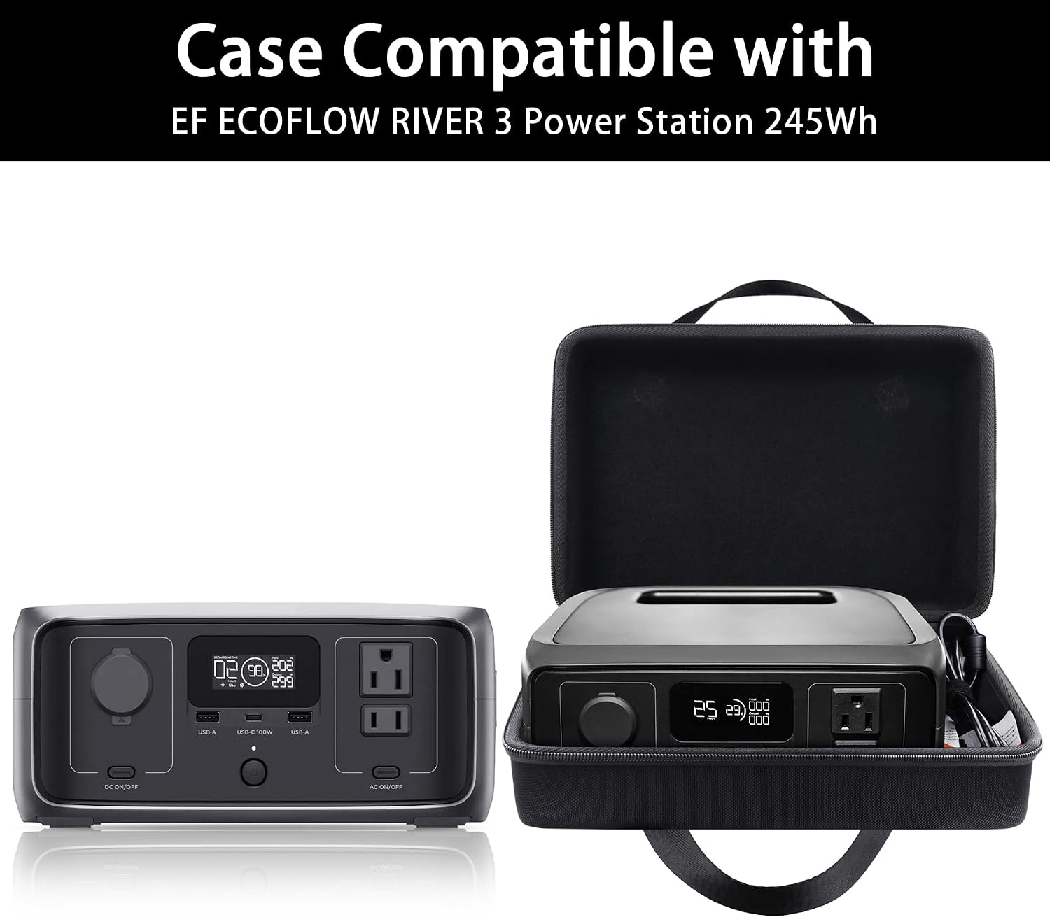 co2CREA Hard Travel Case for EF ECOFLOW Portable Power Station RIVER 3 image 2