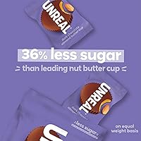 Vista 5 de UNREAL Tazas de mantequilla de almendras de chocolate oscuro, 0.53 onzas de azúcar, certificado vegano, sin gluten, comercio justo, sin OMG, sin