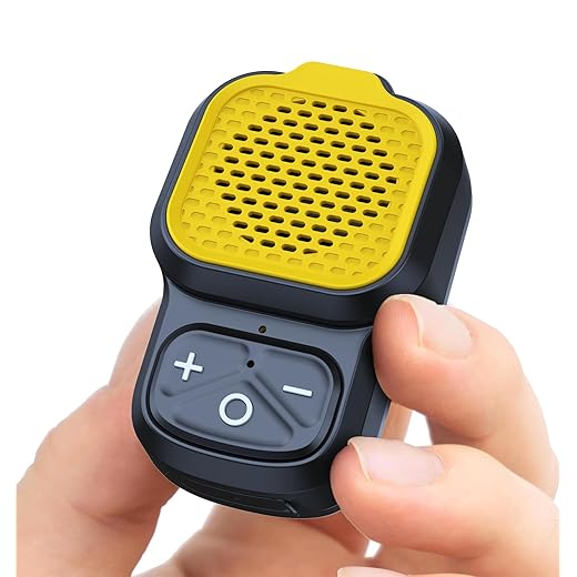 KAIY Clip On Bluetooth Speaker, Wearable Portable Speaker Bluetooth with Handsfree Call, Small Outdoor Speakers with IPX6 Waterproof and Dustproof, 10 Hour Perfect for Running Hiking, Yellow