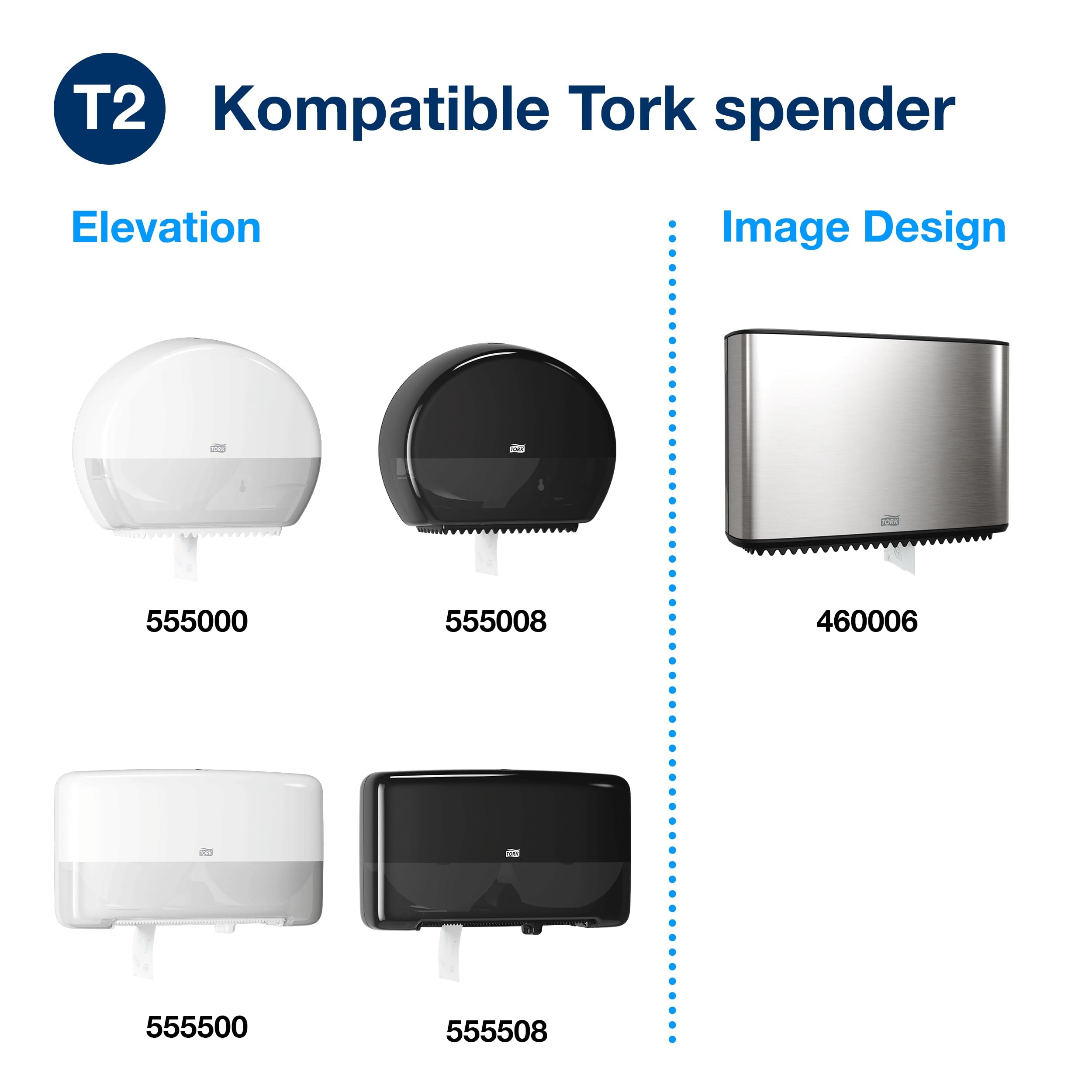 Tork Mini Jumbo Toilettenpapier Weiß T2, Advanced, 2-lagig. 12 × 160 Meter, 605092