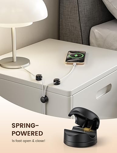 Miniatura 5 de Paquete de 6 Organizadores de Cables Giratorios, Clips de Cable de Resorte - Lamicall [Bloqueo de 1s] Soporte de Cables, Gestión de Cables de