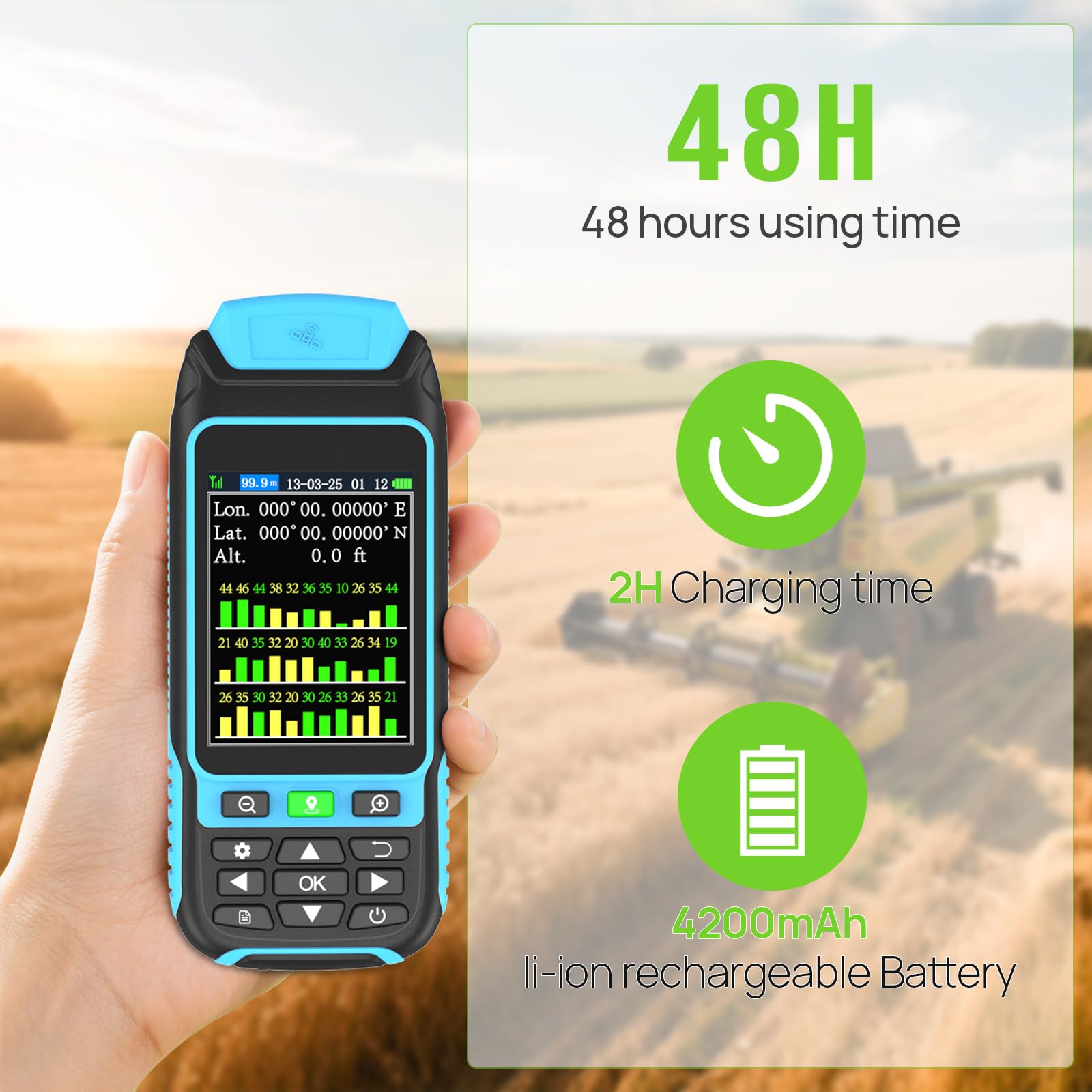 Attrezzatura di Rilevamento GPS Portatile, Attrezzatura di Rilevamento Terreno Robusta e Ad Alta Precisione per Terreno Montuoso, Terreno Agricolo, Foresta, Ranch, Miniera, Lago
