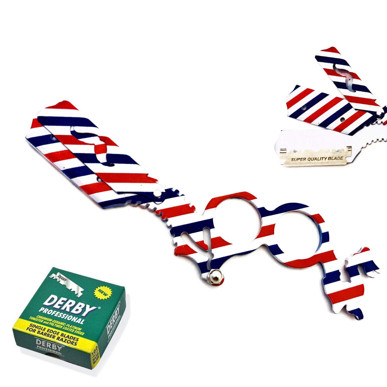 Hector Beauty Supply Classic Red Straight Razor for Men - 100 Blades - Professional Barber Shop & Salon Use - Double Edge, Durable Metal Razor