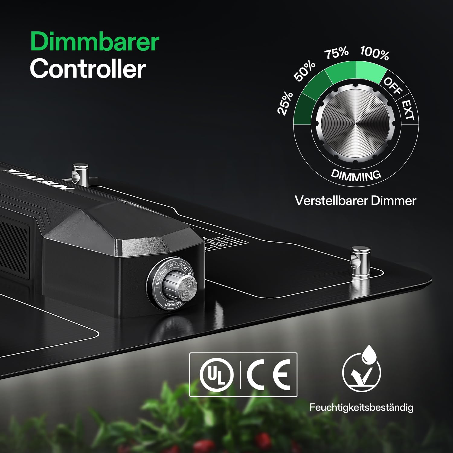 VIVOSUN 100W Pflanzenlampe LED Vollspektrum Dimmbar und IP65 | VS1000 Grow Lampe 2,75 µmol/J für Sämling, Gemüse und Blüte, geeignet für 60x60cm/90x90 cm Growzelt