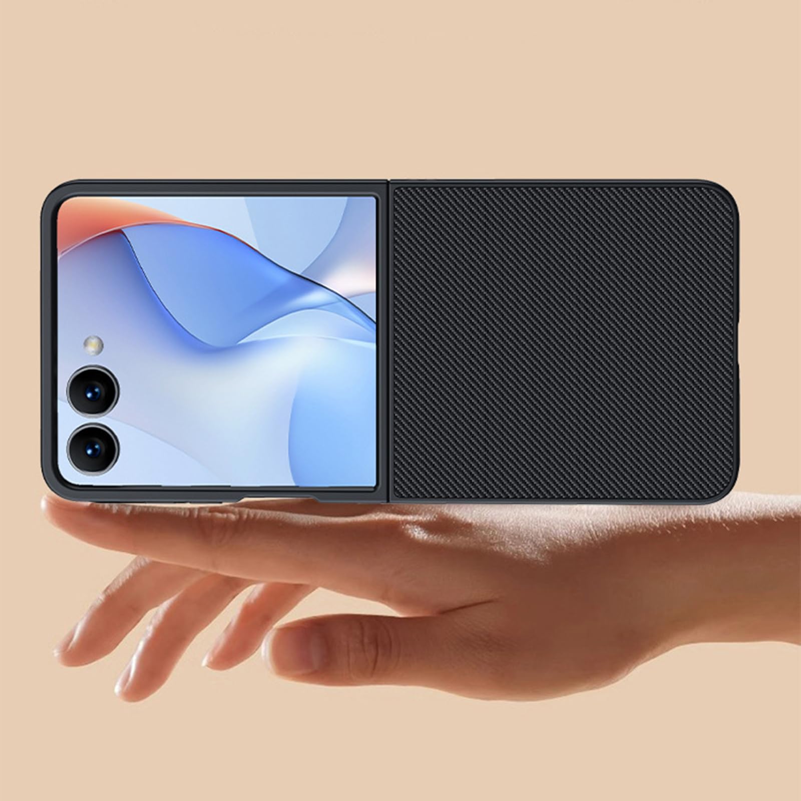 Cienkie etui do Samsung Galaxy Z Flip 8, wzór skóry z włókna węglowego