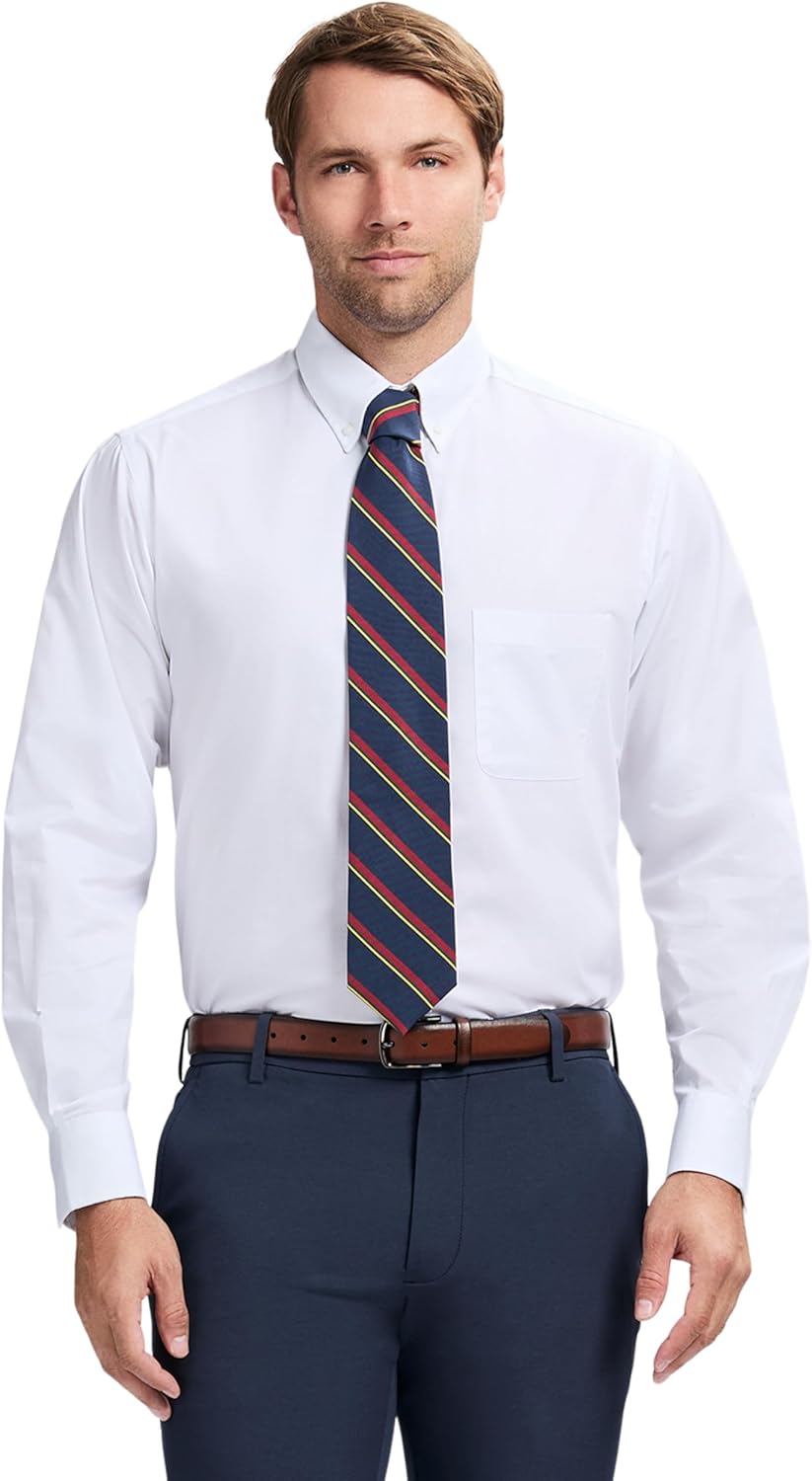 Izod Mens Dress Shirt Regular Fit Long Sleeve Wrinkle Free Stretch Button Down Collar