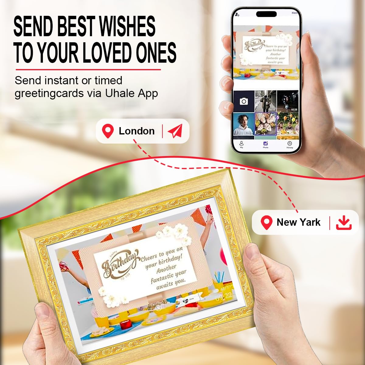 Digital Photo Frame, 10.1 Inch IPS HD Display, WiFi Smart Touch Screen,?Gold?