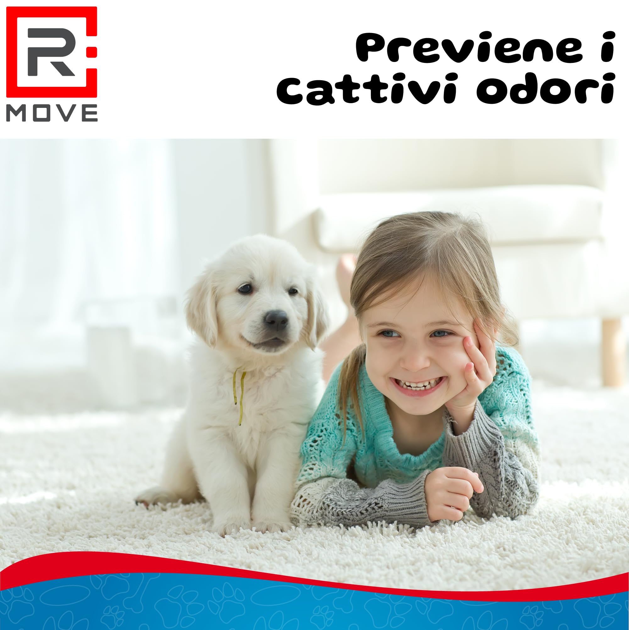R MOVE 100 Traversine Cani 60x60 con Adesivi - Tappetini Igienici Assorbenti per Cani, Traverse Cane EXTRA Assorbenti, Telini Pipi, Tappetino Igienico con rivestimento antiodore Traversina Assorbente