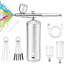 Cordless Airbrush Kit with Compressor, 48PSI Rechargeable Spray Gun Set, 0.3mm Nozzle & 2 Paint Cups 20cc/40cc for Painting, Nail Art, Cake Decor, Makeup, Modeling