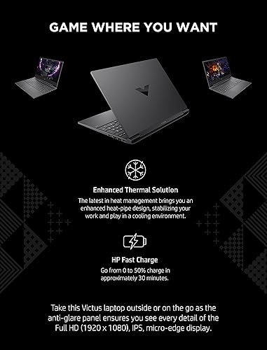 Vista 13 de Victus by HP 15 Laptop para juegos, NVIDIA GeForce RTX 3050, Intel Core i5-12500H de 12ª generación, 8 GB de RAM, SSD de 512 GB, pantalla Full HD