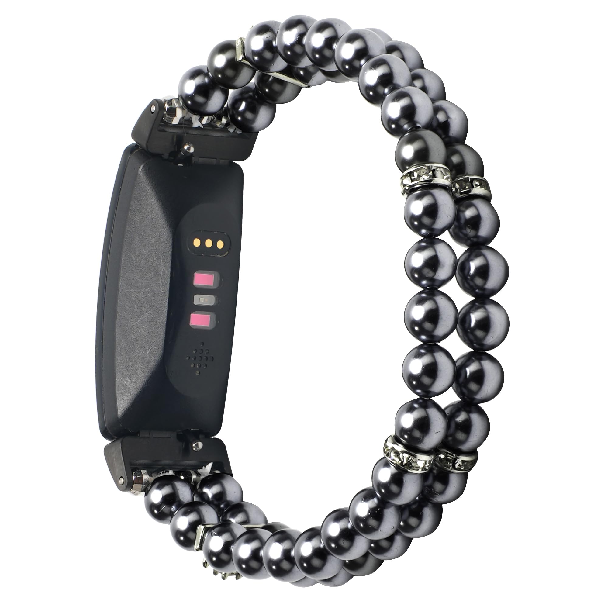iLVANYA Compatible for Fitbit Inspire HR/Inspire 2 & Inspire Bands Women Elastic Handmade Pearl Bracelet Fashion Beaded Strap Bracelet for Inspire Hr/Inspire 2 (Black)