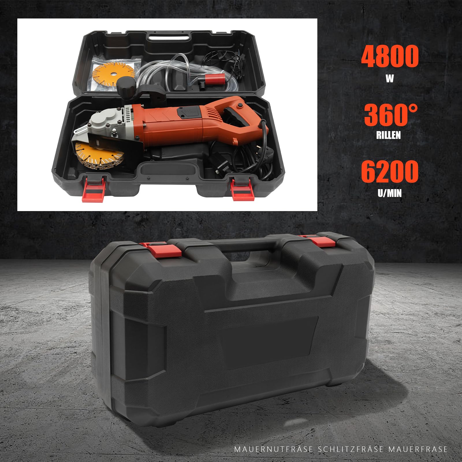 Scanalatore Per Tracce Muro Scanalatrice Elettrica Tubo Flessibile Per L'Estrazione Della Polvere Motore Tutto In Rame Da 4800 W Adatto Per Costruzione Decorazione Demolizione E Altre Occasioni
