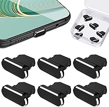Pack of 6 Dust Plugs Compatible with iPhone 14 13 12 11 Dust Plug Protective Cap Protects Charging Dust Cover Charging Port Cover with iPhone Mini Pro Max XS XR iPad Black