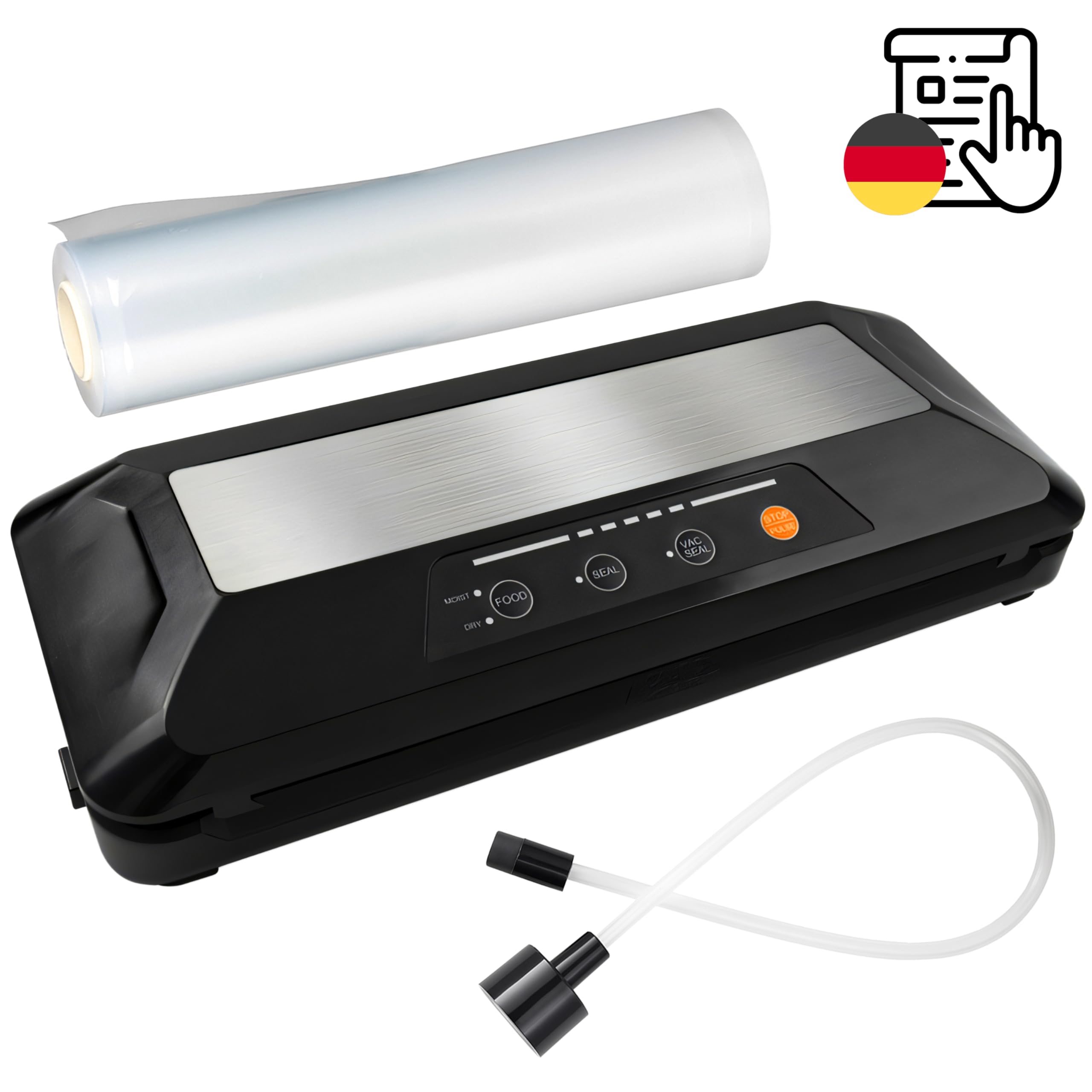 Retoo Zgrzewarka próżniowa, zgrzewarka do folii, moc 110 W, moc odsysania wraz z workiem próżniowym, wężem, do suchej, wilgotnej, żywności, utrzymania świeżości, stal nierdzewna