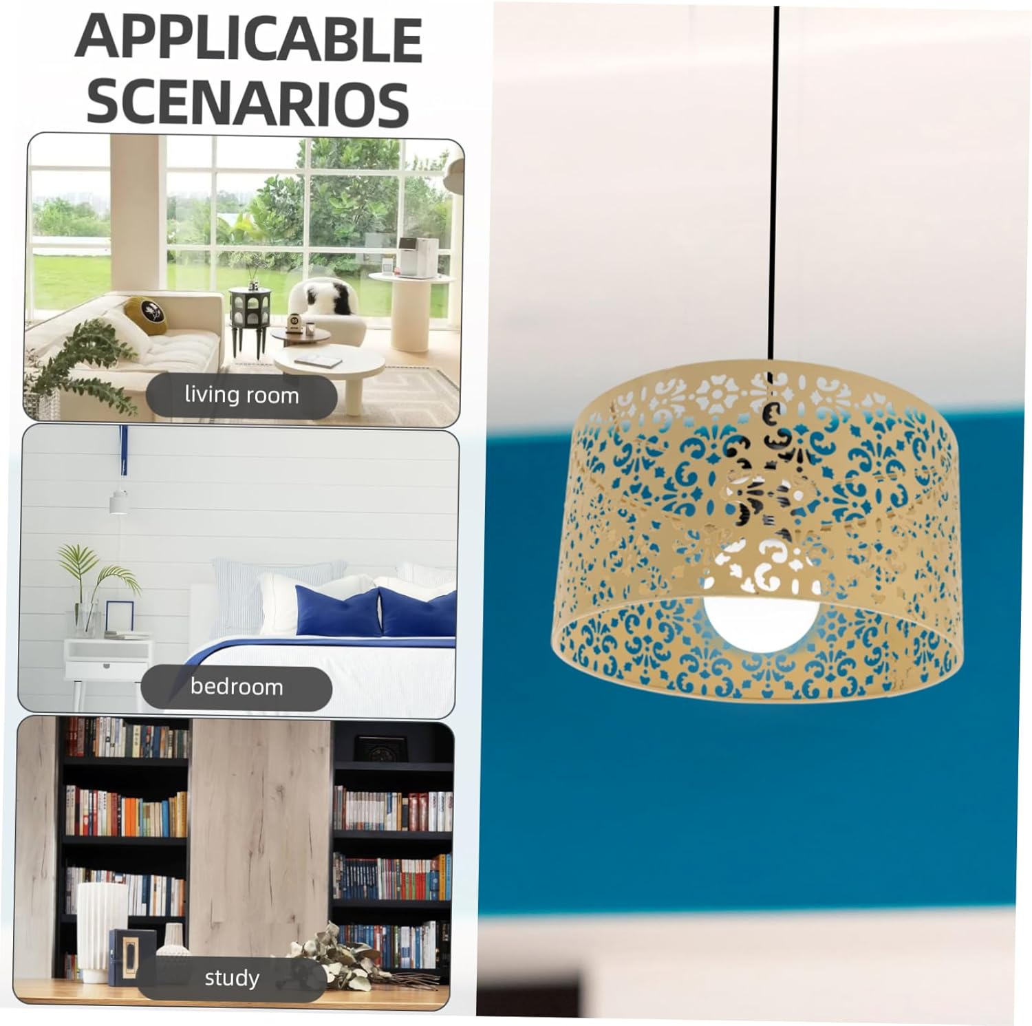 Amosfun Metal Hollowed Lamp Shade Cover for Bulbs Decorative Replacement Shade for Home and Office Lighting Construction Easy to Install Unique Floral Design