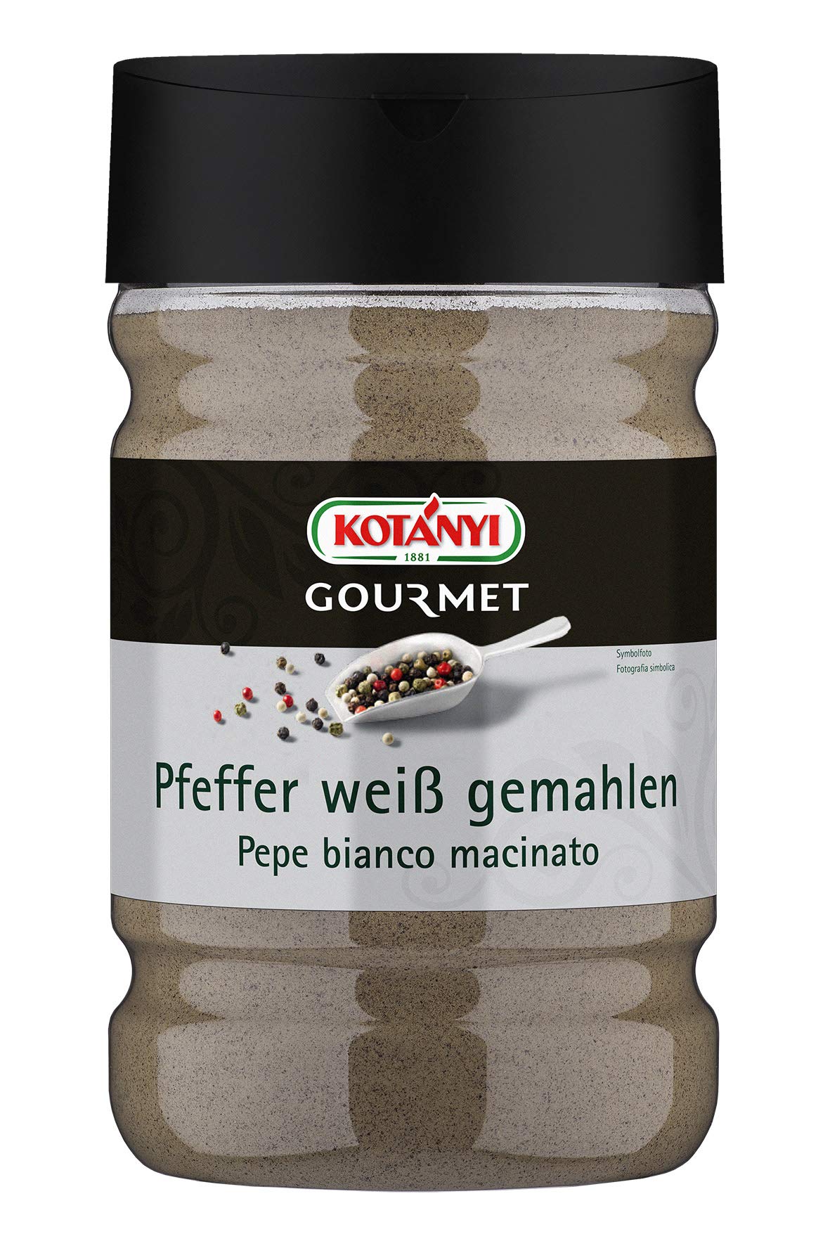Kotanyi Pfeffer weiß gemahlen Gewürze für Großverbraucher und Gastronomie, 650 g