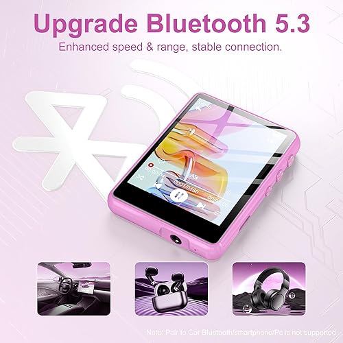 Miniatura 3 de SWOFY Reproductor de MP3 M4 con Bluetooth con batería de polímero de litio de 300 mAh rosa
