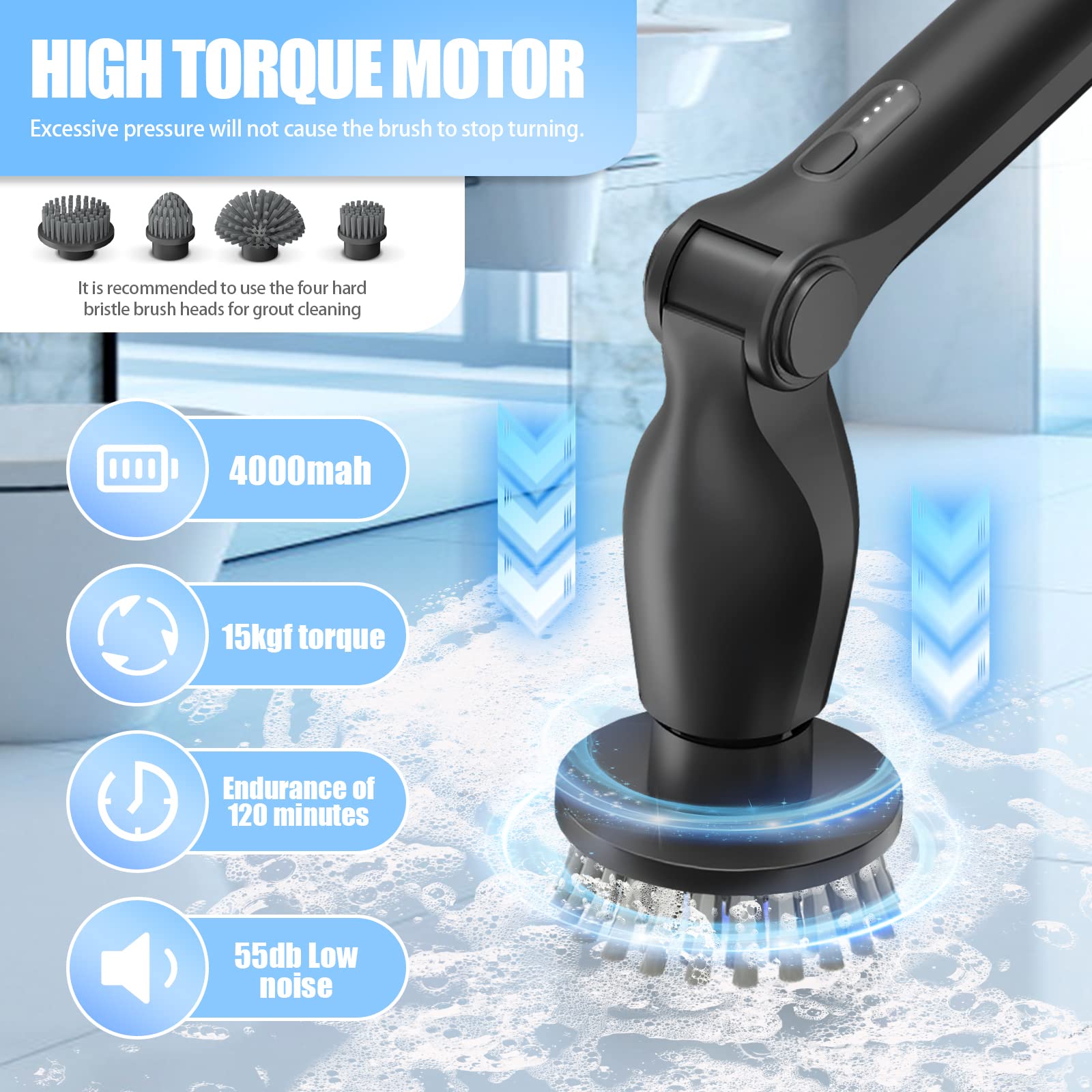 Cordless Electric Spin Scrubber Cleaning Brush For Bathroom Floor Power Scrubber