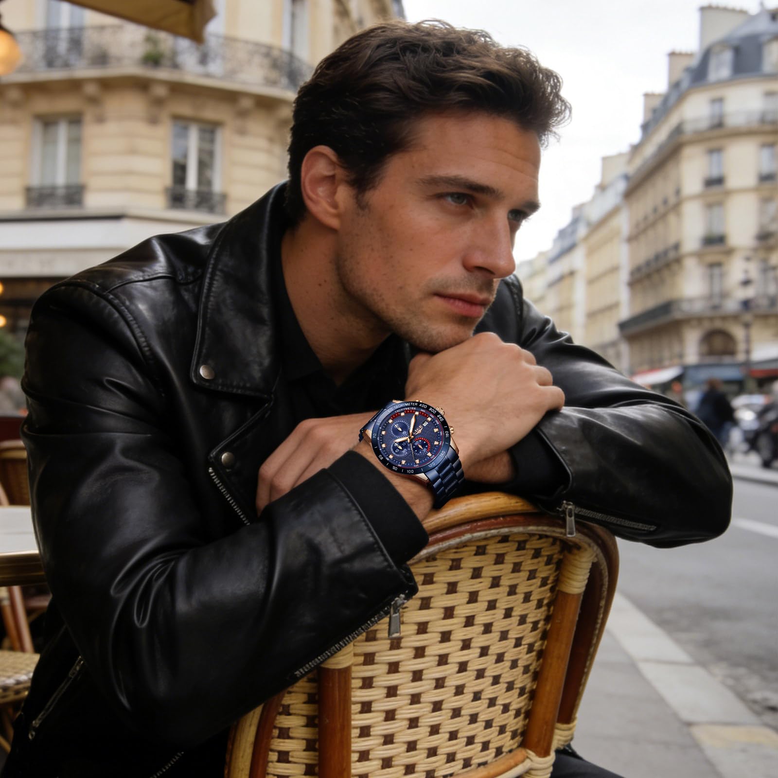 LIGE Montre Homme Chronographe Sport Étanche Acier Inoxydable d'affaires Mouvement Analogique à Quartz Montres Bracelet pour Homme