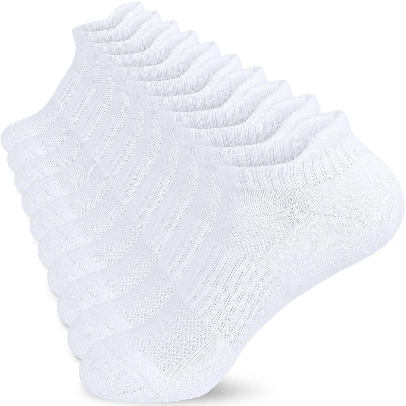 ouhos 5 Pairs Womens Anti Blister Running Trainer Socks, Thick Cushioned Cotton Ankle Socks for Sports, Walking, Work, Size 4-7