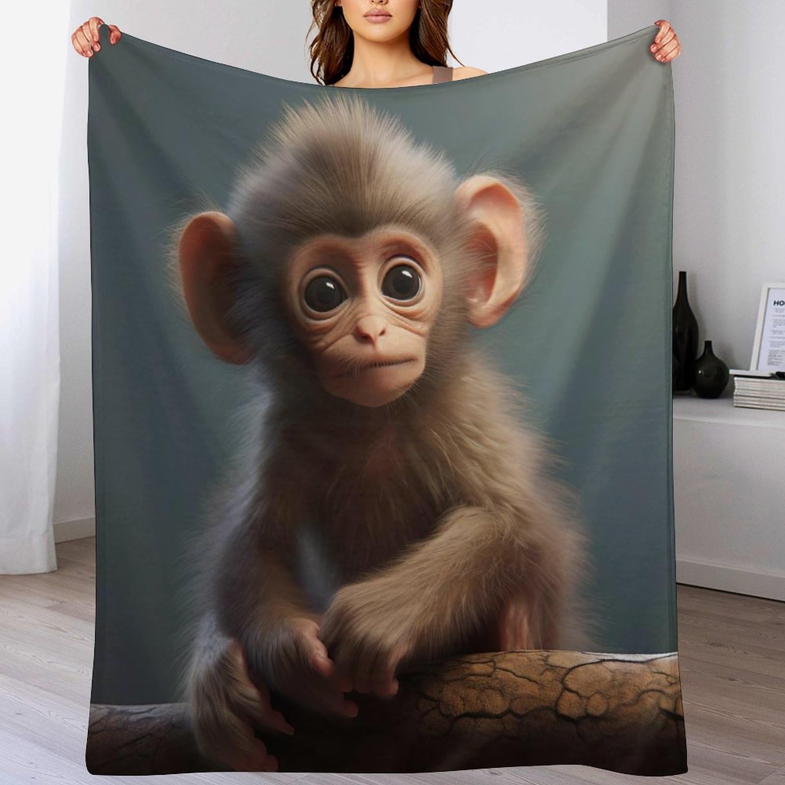 Couverture polaire singe douillette contre le froid pour lit et canapé