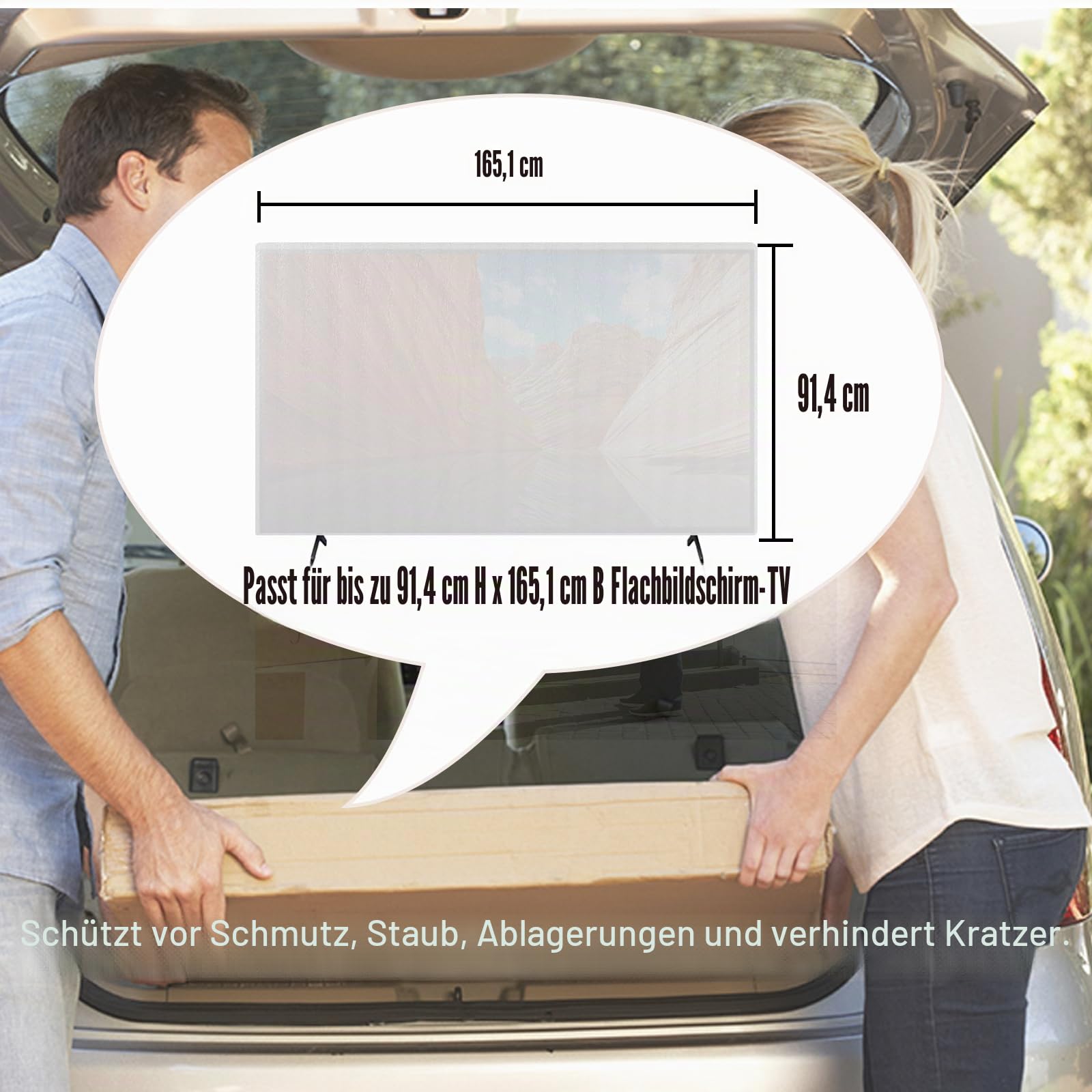 1 Packung Schaumstoff-Flachbild-TV-Abdeckung für Umzüge, passend für TV-Displays bis zu 165 cm B x 91,4 cm H, Displayschutzfolie zum Schutz beim Umzug, Aufbewahren, Malen oder Renovierung zu Hause
