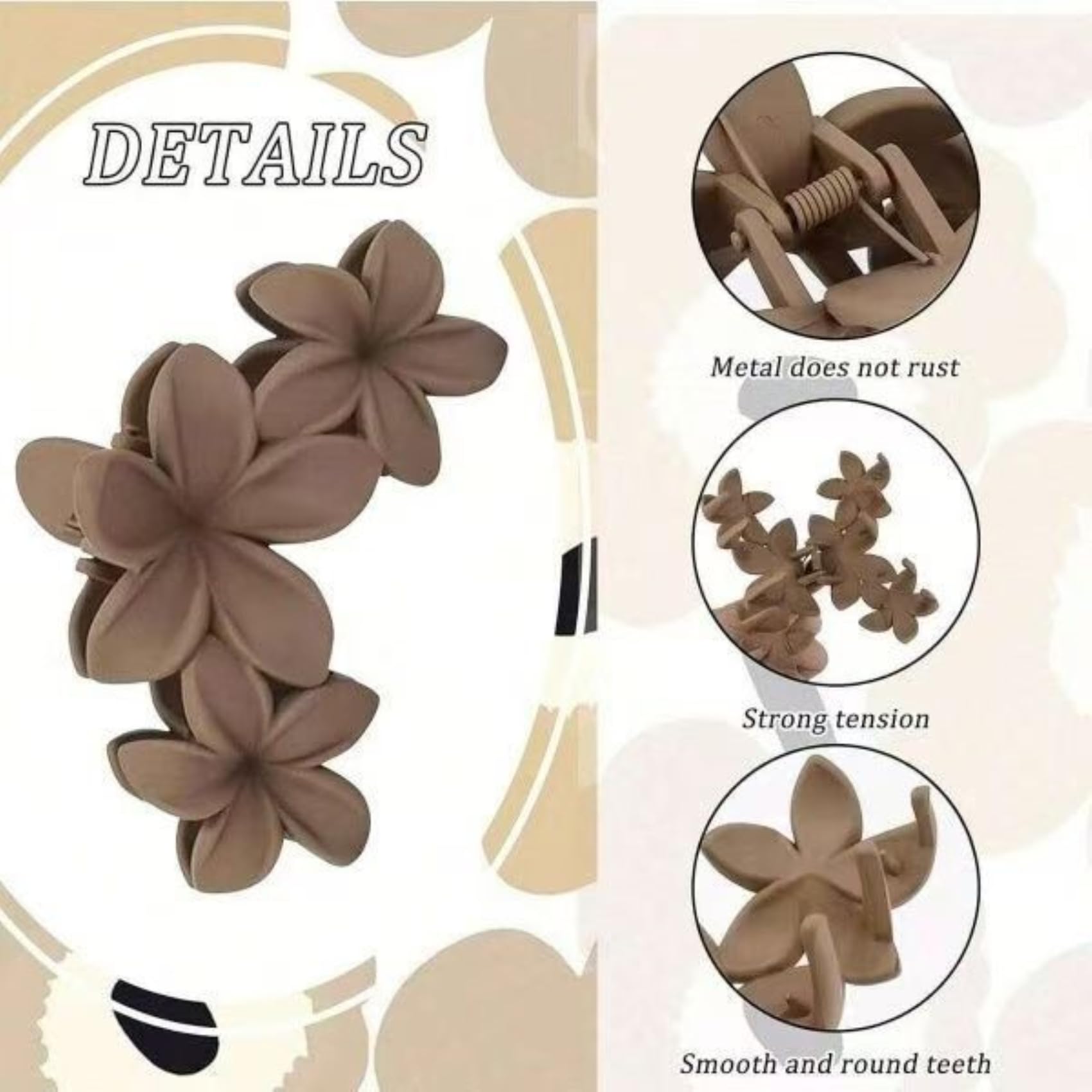 Flower Hair Claw Clip for Women Non-slip Flower Hair Claws Strong Hold Girls Claw Clip Colorful Eggplant Styling Accessories Jaw Clips for Straight Curly Wavy (HairClaw3flower1) - Image 3
