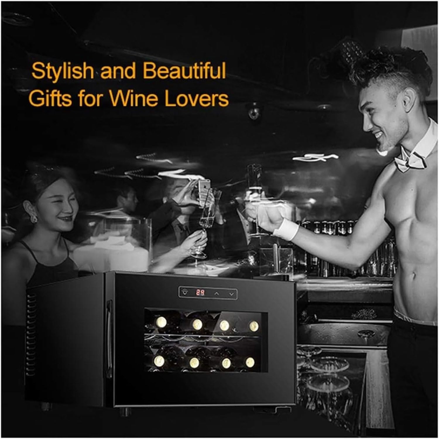 Cantinetta Vino Elettronica Da 70 W, Frigorifero Indipendente Con Display Digitale Da 8 Bottiglie, Frigorifero Silenzioso, Controllo 8-18 ℃, Piccola Cantina Per Vini, Per Casa, Ufficio, Bar, Hotel