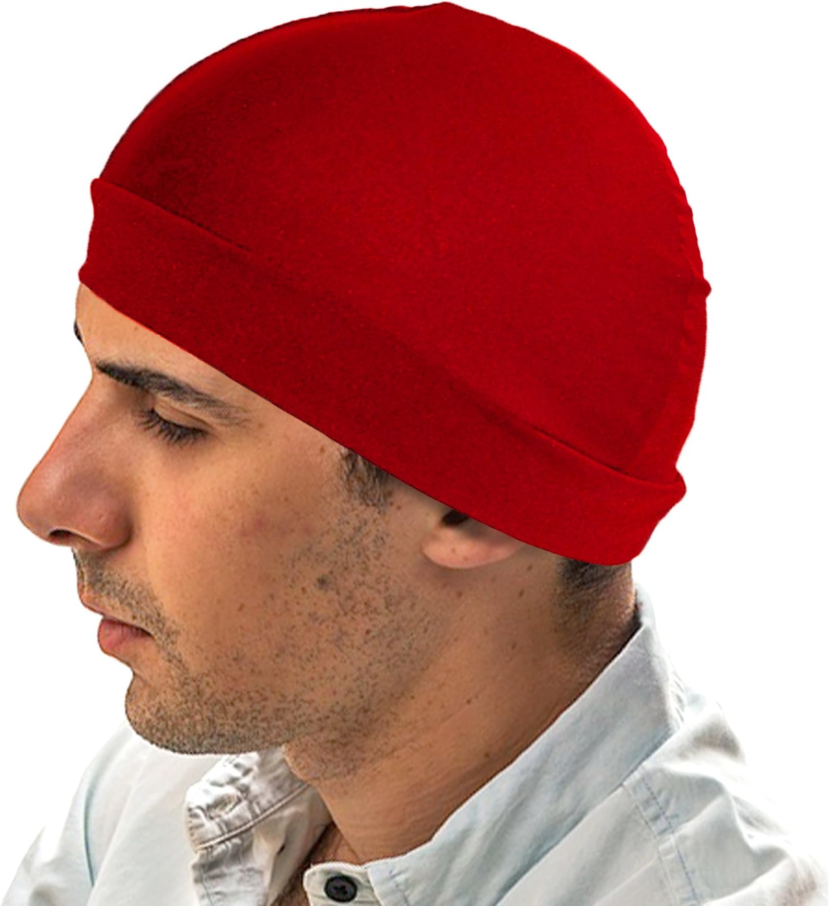 Red Dome hat - Spandex Wave Builder Du-rag Cap