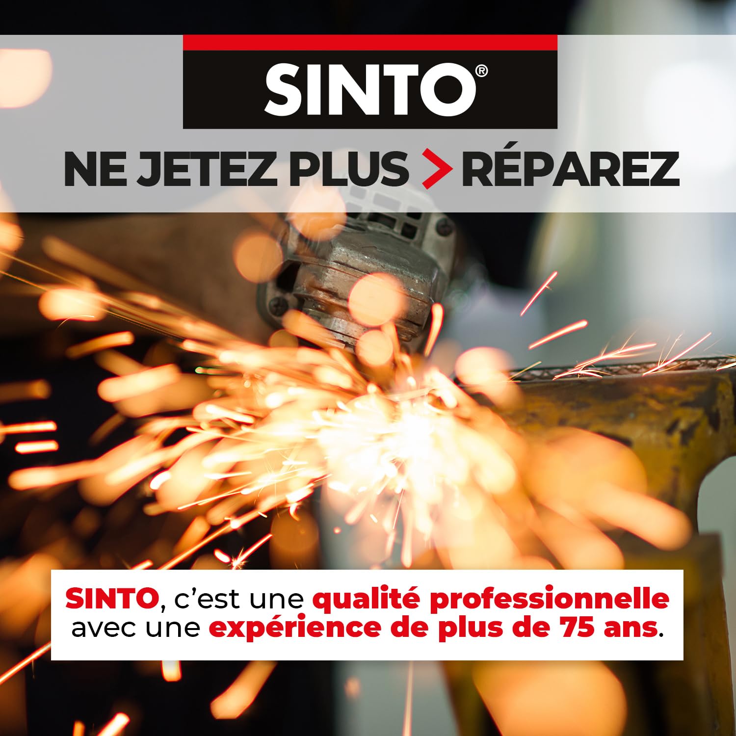 SINTO Enduit de Finition Métal 90g - Prépare le Support, Comble les Micro Aspérités, Séchage Rapide