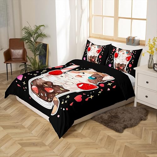 Miniatura 39 de Juego de ropa de cama de dibujos animados para niños, funda de edredón con estampado de vaca rosa, tamaño Queen, funda de edredón de piel de vaca